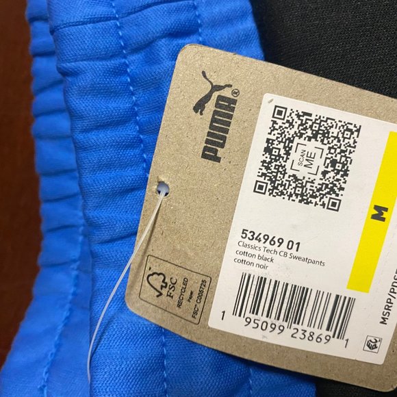 Puma Mens Black Classic Tech CB Elastic Waist Tapered Leg Sweatpants Sz S M XXL - Picture 3 of 3